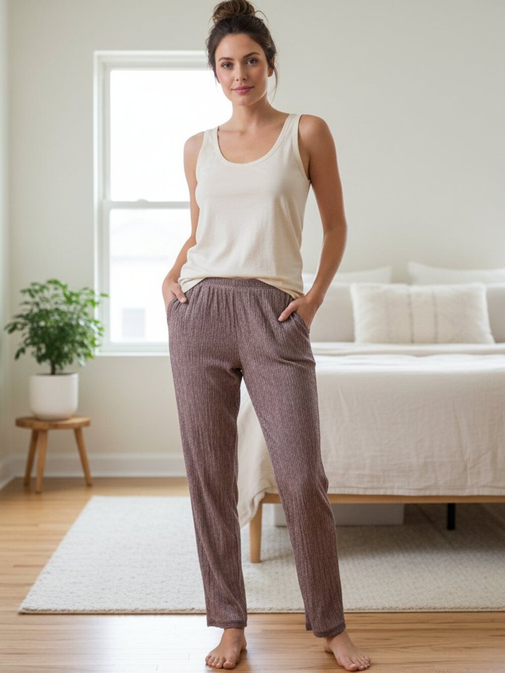 Danskin Crinkled Velour Pajama Pants NWT Vintage Mauve Large Soft Lounge